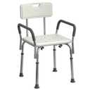 Medline Shower Chair Seat with Padded Armrests and Back, Heavy Duty Shower Stool for Bathtub, Slip Resistant Shower Seat with Adjustable Height, Shower Bench for Inside Shower with 350 lb Capacity (Pack of 1, White)