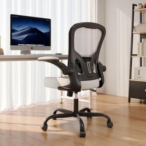 Synorla Office Chair, Ergonomic Desk Chairs 330LBS Capacity High Back Mesh Computer Chair with Flip-up Armrests, Comfy Work Chair with Adjustable Lumbar Support (One Size, Gray Black)