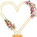 7FT Metal Double Heart Arch Stand for Proposal Heart Balloon Arch Wedding Arch Frame for Ceremony,Valentine's Day,Engagement,Birthday Party Decor (Gold)