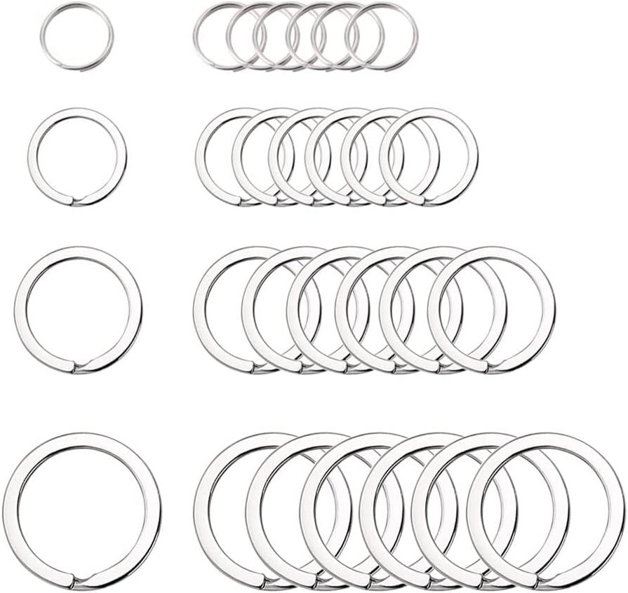 KANSPHY 40Pcs Split Key Rings,Stainless Steel Keyrings Dog Tag Ring,4 Sizes (1/2 inch, 3/4 inch,1 inch, 1.2 inch) Key Chain Ring for Craft,Car Keys Organization