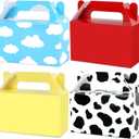 24Pcs Cartoon Story Birthday Party Favor Boxes for Toy Inspired Game Story Party Decorations Cow Print Sky Blue Cloud Treat Boxes Toy Party Goodies Boxes for Kids Baby Shower Party Supplies 5.95.93