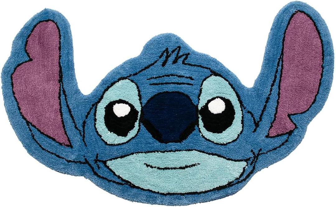 Jay Franco Disney Lilo and Stitch Plush Blue Fluffy Accent Rug - 4 x 2 ft Area Rug for Kids Bedroom or Living Room Decor