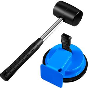 Floor Gap Fixer Tool with Rubber Mallet, Iron Body & Strong Suction Cup, Includes 5 Sticky Pads for Laminate, Vinyl, Wood & Tile Flooring Installation and Repair