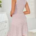 Verdusa Women's Casual Dresses 2025 Sleeveless Striped Mini Dress High Waisted A Line Bodycon Dresses (XS)