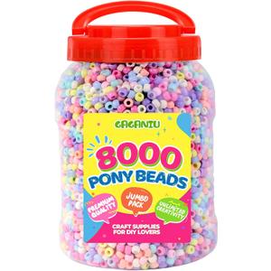 8000+ pcs Pastel Pony Beads for Bracelet Multi-Colored Making Beads Bulk for Hair Braiding DIY Crafts Kandi Jewelry Key Chains and Ornaments Decorations,10 Assorted Colors,Boxed (Macaron, 6 * 9)