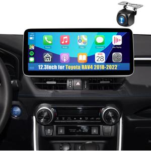 Car Stereo for Toyota RAV4 2018-20228Core 6+128G Wireless Carplay Android Auto,12.3 inch 1920x720P IPS Touch Screen Radio,Android13/GPS/WiFi/32EQ DSP/59UI/Bluetooth5.0/DAB/FM/SWC/Backup Camera&Mic
