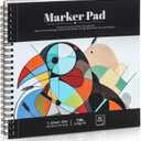 50 Sheets Marker Paper Pad, 7.67.6 Inch Bleedproof Art Sketch Pad, 73lb/120gsm Drawing Paper Spiral Sketch Book, Alcohol Marker Paper Painting Coloring Paper for Beginners, Artists, Ideal Gift