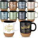 Jingmore 10 Pcs Employee Appreciation Gift Bulk Non-slip Cork Bottom Coffee Mug 13.5 oz Ceramic Tumbler Inspirational Mug Graduation Thank You Gifts for Teacher Volunteer Nurse(Thanks)