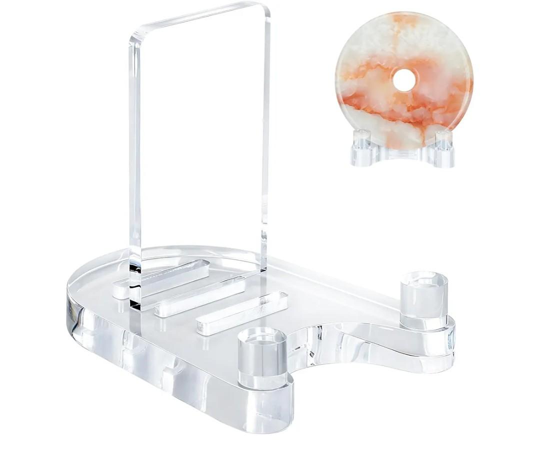 Acrylic Easel Display，Plate Stand for Display，Adjustable Clear Display Holder for 4" to 8" Platter, Book, Card, Frame, Picture, Artwork, Plaque ( Small-1pc 4"-8")
