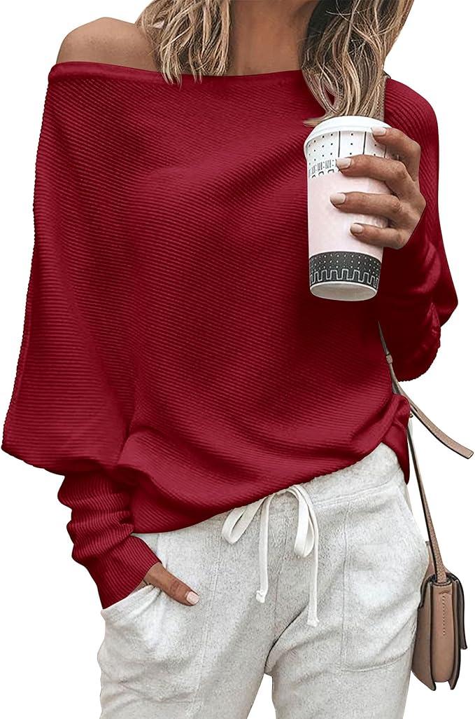Women's Autumn Sweater, 2026 Casual Long Sleeve Off-The-Shoulder Strapless Knitted Sweater, Pullover Sweater, Size XL
