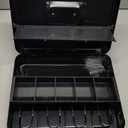 Jssmst Cash Box with Sliding Coin Lid and Snap Latch Combination Lock - Portable Cash Box with Money Tray and Lock, Secure Locking Money Box for Cash Organizer, 11.8L x 9.5W x 3.5H Inches, Black