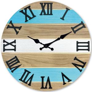 Decorative Clocks for Living Room 20 Inch Brown Solid Wood Wall Clock Silent Battery Powered Wall Clock Farmhouse