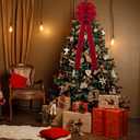 Red Velvet Christmas Tree Bows - Set of 3 Large 12x33 Inch Vintage Holiday Bows for Xmas Tree Decorations, Gift Wrapping, Garland, Party Decor for Indoor Outdoor Dilicoming