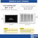 Fits 20x12 Duct Opening | Steel Return Air Filter Grille by Handua [Removable Door] for 1-inch Filters | Vent Cover Grill | White | Easy-to-Use Plastic Latches | Outer Dimensions: 22 5/8"W X 14 5/8"H