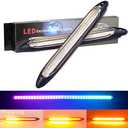 YSY Led Car DRL Daytime Running Lights Strip Waterproof 12V Auto Headlight Sequential Turn Signal Yellow Flow Day Light Universal 2Pcs (15.5cm, colorful and yellow)