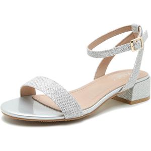 Women's Ankle Strap Sandals, Low Block Heel, Open Toe Summer Dress Shoes with Buckle Closure 40