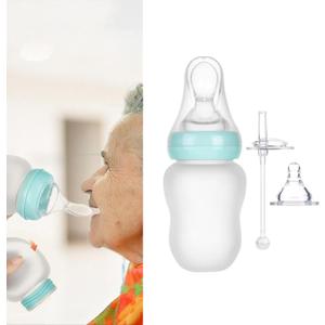 Feeding Cup for Bedridden Seniors Disabled Patients Versatile Elderly Care Silicone Nipple Straw Spoon All-in-One Solution for Anti-Choking Feeding Drinking Nursing Aids (Green(6.1oz))