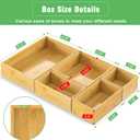 Bamboo Bathroom Drawer Organizer Dividers, Wooden Kitchen Utensil Holder Set of 5, Stackable Junk Drawer Organizer Tray, Multi-Use Storage Bins Boxs for Home, Office, Clothing, Makeup, Jewelry
