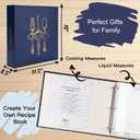 COFICE Recipe Binder 8.5x11 3 Ring Blank Family Recipe Book Binder Kit to Write in Your Own Recipes with PU Faux Leather Cover and Plastic Sleeves (Navy Blue)