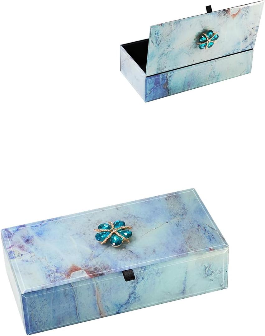 Jewelry Box for Women, Marble - Patterned Jewelry Organizer Box, Glass Modern Jewelry Holder For Earring, Ring, Necklace, Bracelets, Christmas Mother's Day Valentine Jewelry Gift Box (large)