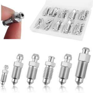 36PCS Brake Bleeder Screw,Brake Bleeder Valve Assortment Kit with Case,Standard SAE & Metric Speed Bleeders for Brakes Replace H9403-6 H9410-6 H9406-6 H9402-6 H9407-6 H9404-6 (No Cap)