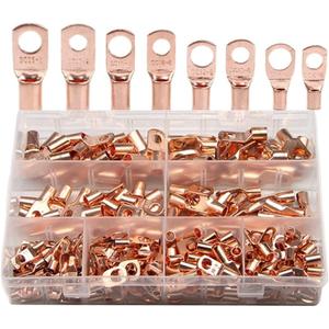 Ring Terminals 240Pcs SC6-25 Automotive Copper Ring Lug Terminals Battery Wire Cable Crimp Terminal Welding Wire Connectors Assortment Kit