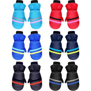 SATINIOR 5 Pairs Kids Winter Snow Mittens Gloves Waterproof Toddler Children Warm Baby Ski Gloves for Cold Weather(3-6 Years,Classic Color)