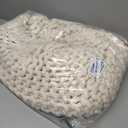 YnM Chunky Throw Blanket, Hand Knitted with Chenille Yarn, Skin Friendly, Ventilated and Breathable, Machine Washable, Home Dcor Piece for Couch, Sofa and Bed (Butter Cream, 50x60 Inch)