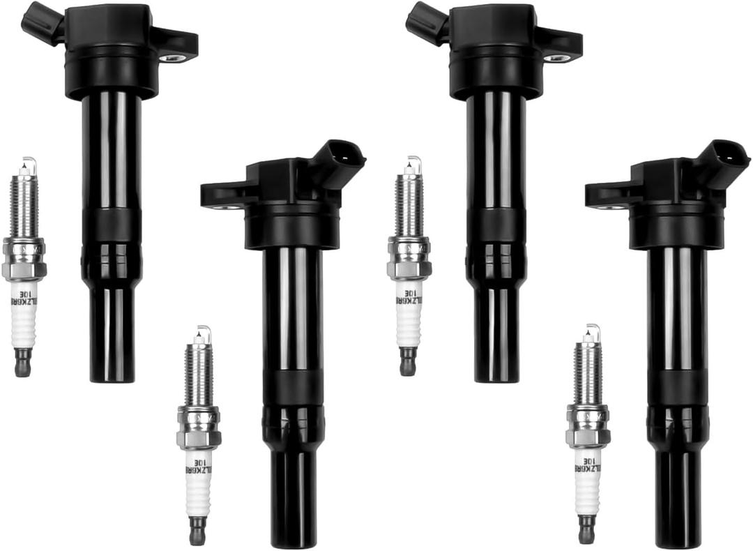 Ignition Coils Pack and Spark Plugs 273002E000 UF651 Compatible with 2012-2020 Elantra GT Coupe 2014-2020 Tucson 2.0L L4 2014 2015 2016 Forte 1.8L 2012-2019 Soul,Set of 4