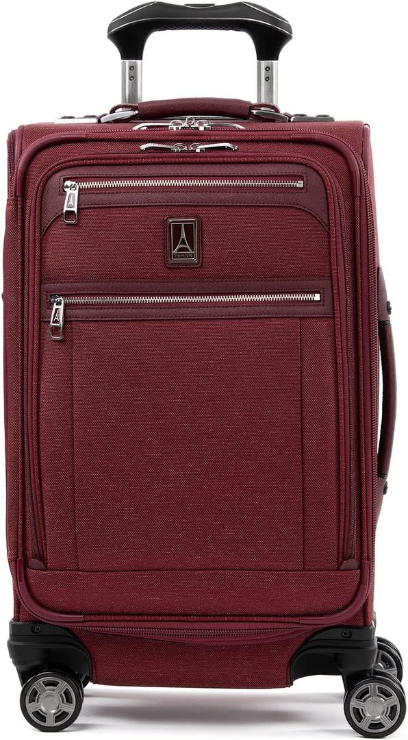 Travelpro Platinum Elite Carry-On Luggage Spinner, Red, 21-Inch | Expandable Softside With USB Port, Removable Suiter, 8 Wheels, and Multiple Compartments for Men & Women Travelers