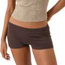 Alyweatry Women Y2k Micro Shorts Cute Low Rise Elastic Waist Polka Dot Lounge Booty Mini Shorts Going Out Streetwear (Medium, Brown)