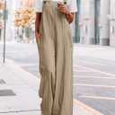 YESNO Women's Casual Corduroy Overalls Adjustable Straps Baggy Pants Wide Leg Jumpsuits with Pockets PC2 (Beige, XL)