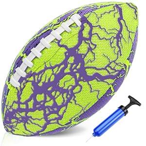 Jasonwell Pool Beach Water Football - Strong Grip Waterproof Soft Football for All-Weather Play Pool Toys Beach Games Backyard Outdoor Sports Toy Christmas Birthday Gifts for Kids Boys Teens Adults (9.25", Orange or Purple)