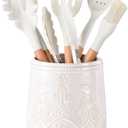 Lunaicorn Utensil Holder, Large Kitchen Utensil Holder for Counter, 6.7Ceramic Cooking Utensils Holder, Kitchen Decor for Counter (White)
