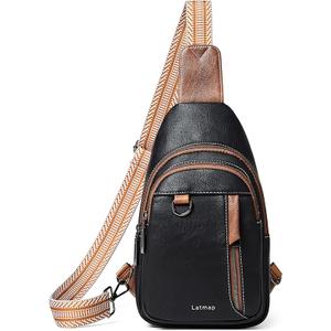 Sling Bag For Women Faux Leather Small Casual Daypack Backpack Fanny Pack Crossbody Chest Bags Purse