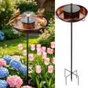 Metal Bird Bath with Solar Fountain for Outside, 38.8” Standing Metal Bird Bath, Removable Birdbaths Bowl with Ground Stake Outdoor Bird Bath for Garden, Yard, Patio, Lawn, 1 Gallon