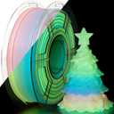 iSANMATE Glow in The Dark Rainbow PLA Filament, Daylight-Colored 3D Printer Filament Colorful Luminous Filament 1.75mm, Ideal for Christmas Decorations, 1KG/Spool