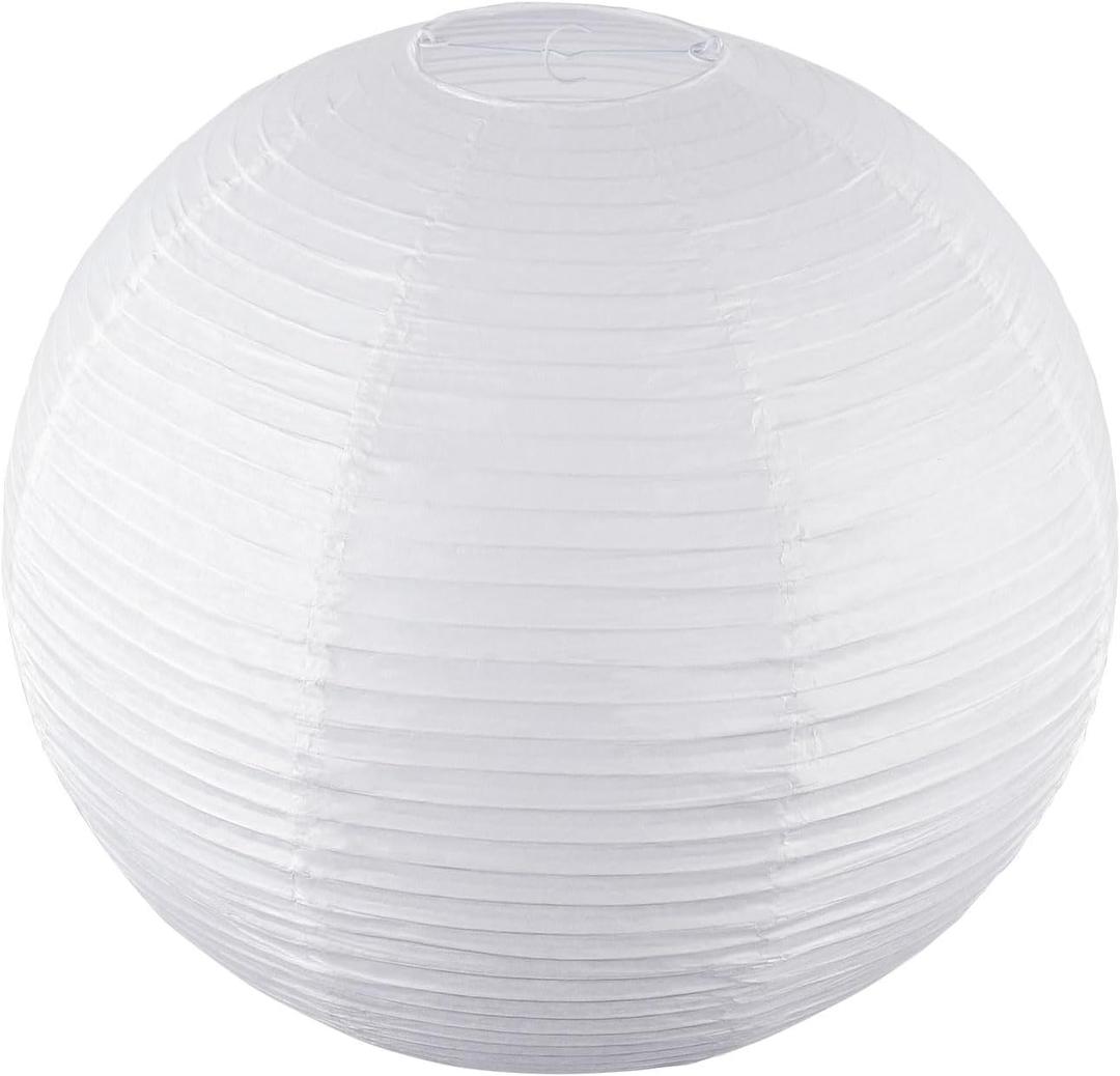 White Round Paper Lanterns-19.68" Large Hanging Paper Lantern Lamp, Chinese/Japanese Paper Lantern Pendant Light for Party Decoration, Wedding, Home Decor Ceiling Lampshade(1 Pack)