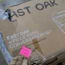 EAST OAK Courtyard Patio Furniture Set, 4-Piece Outdoor Patio Set with Sofa, Removable & Washable Deep Seating Cushion, Tempered Glass Table, Outside Patio Conversation Sets, Black & Grey