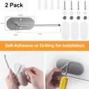 2Pack Tumbler Lid Organizer, Space Saver design for Tumbler/Stanley and Simple Modern Tumbler Lid With Self Strong Adhesive/Drilling, with Hook for Kitchen and Dining Storage Organization. (Silver)