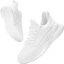 VIPSUPER Womens Tennis Shoes Walking Sneakers - Memory Foam Nursing Running Gym Athletic Workout Slip On Comfort Work Shoe Lightweight All White Size 7.5 US