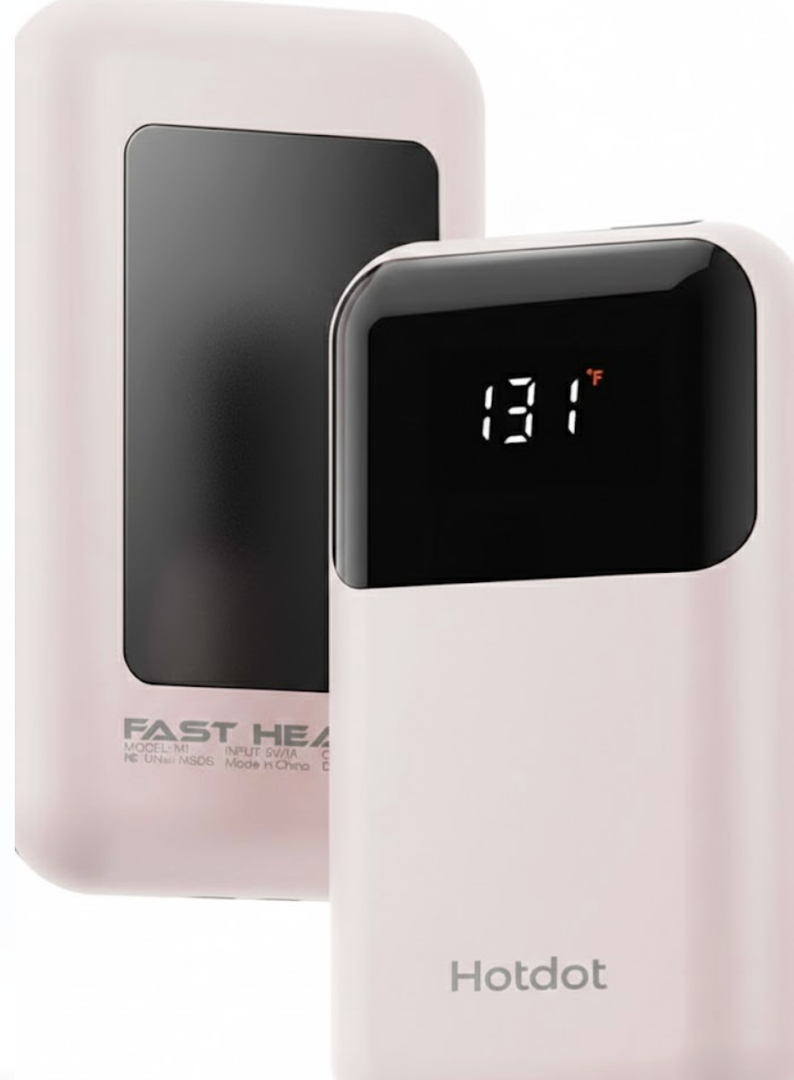 Hotdot Hand Warmers Rechargeable, Heat Levels (104–131°F), Real-Time Temp & Battery Display, Electric Hand Warmers, Fast Heating, Fits in Gloves/Pocket, Gifts for Women & Men