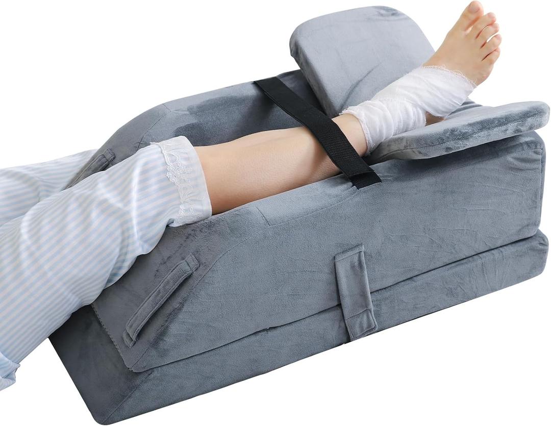 Leg Elevation Pillows for After Surgery, Foam Elevating Pillow, Foot Elevation Pillows for Leg Swelling with Velcro Straps, Foot Elevation Pillow for Post Surgery, Injuries