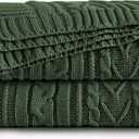 Aormenzy Green Cable Knit Throw Blankets for Couch Bed Sofa, Acrylic Knitted Blanket, Soft Cozy Throw Blanket, 50" x 60"