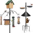 93Inch Bird Feeding Station,Heavy Duty Bird Feeder Pole House Stand Mount Kit with Squirrel Proof Baffle,Adjustable Buddy Poles for Outdoors Hanging.