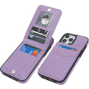 KIHUWEY Compatible with iPhone 13 Pro Max Case Wallet with Credit Card Holder, Premium Leather Magnetic Clasp Kickstand Heavy Duty Protective Cover for iPhone 13 Pro Max 6.7 Inch(Purple)