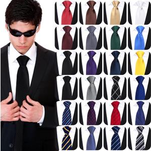 Unittype 24 Pcs Zipper Ties for Men Adjustable Pre Tied Men's Necktie Classic Zipper Neck Tie Set for Adults School Uniform