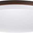 GLOBE Electric 65596 Ellington LED Integrated Flush Mount Ceiling Light, Dark Bronze Finish, Frosted Shade, Energy Star Certified, Ultra Slim Design