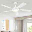 TCL Ceiling Fans with Lights, 52 Inch Ceiling Fan with Light and Remote Control, Reversible DC Motor, Noiseless, Dimmable 36W LED, Modern Ceiling Fan for Bedroom Living Room (White)