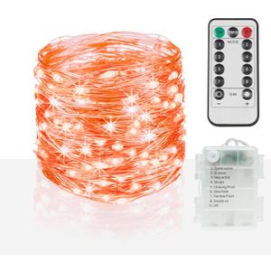 2 x suddus Orange Halloween Fairy Lights Battery Operated, 66ft 200 LED Copper Wire Twinkle Lights Waterproof, String Lights with Remote for Bedroom, Party, Yard, Door, Garland, Tree Decorations